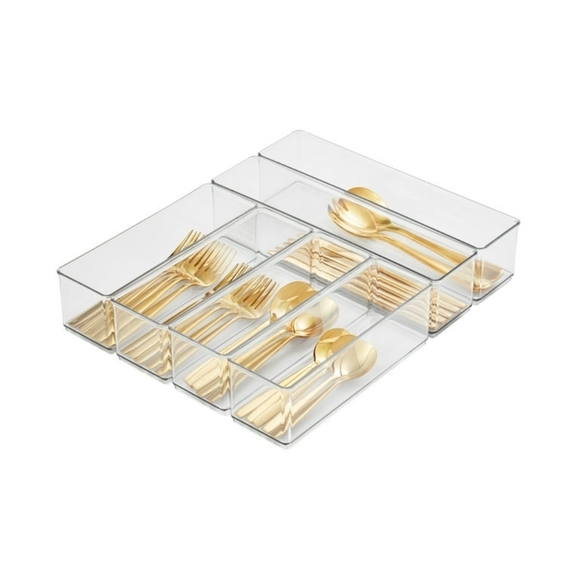New - The Home Edit 6 Piece Kitchen Drawer Edit, Clear Plastic Storage S… - Picture 2 of 7